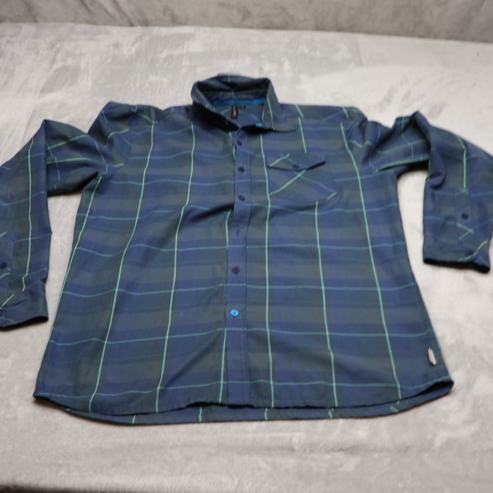Specialized Shirt Mens Medium Blue Plaid Button Down Wool Blend Long Sleeve